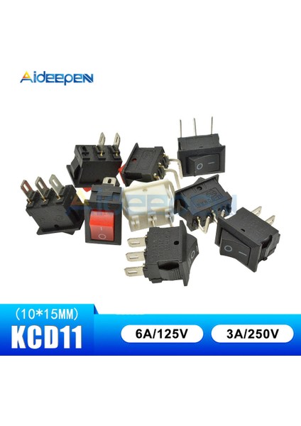KCD11 Basmalı Düğme Anahtarı 10X15MM 2pin 3pin 3A 250V Snap-In On-Off On-Off-On Tekne Rocker Düğmesi Anahtarı Siyah Kırmızı ve Beyaz (Yurt Dışından) fiyatları