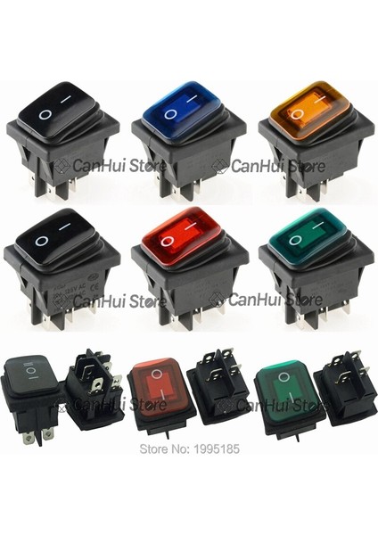 Kcd4 2 On-Off On-Off-0n 4/6 Pin Ağır Hizmet Tipi Mühürlü Su Geçirmez Oto Tekne Deniz Rocker Anahtarı LED Kırmızı/yeşil/sarı/mavi/siyah (Yurt Dışından) fiyatları