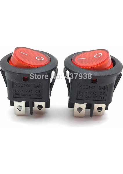 5 Adet Kcd1 224N Rocker Anahtarı Kırmızı Işık ile 4 Pin 6A 250 V/10A 125VAC Snap-In Spst On Off Rocker 2 Pozisyon Anahtarı (Yurt Dışından)