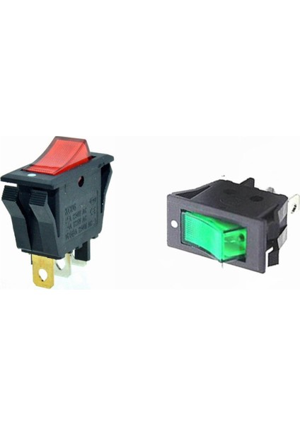 Rocker Tekne Anahtarı Spst Kırmızı Yeşil Aydınlatıcı Lamba 3 Pin 2 Pozisyon Açık/kapalı 28X13MM Snap-In Panel Montajlı 10A 250VAC/15A 125VAC (Yurt Dışından)