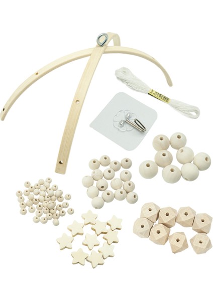 Dıy Rüzgar Çanları Aksesuarları Kiti Yapımı Için Bebek Beşik Mobil Rüzgar Çanı, Beşik Yatak Ahşap Mobil Askı, Beş Köşeli Yıldız (Yurt Dışından)