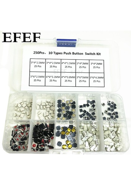 Yüksek Kalite 250 Adet 10 Tip Dokunsal Basma Düğmesi Dokunmatik Anahtarı Uzaktan Tuşlar Düğmesi Mikro Anahtar (Yurt Dışından)
