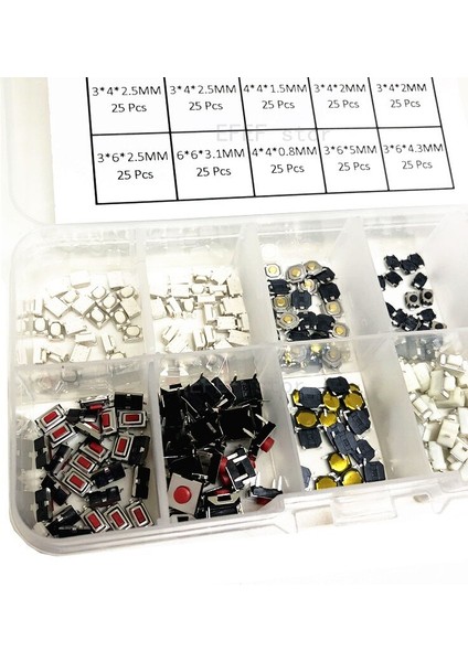 Yüksek Kalite 250 Adet 10 Tip Dokunsal Basma Düğmesi Dokunmatik Anahtarı Uzaktan Tuşlar Düğmesi Mikro Anahtar (Yurt Dışından) modelleri