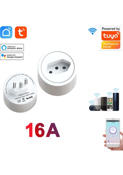 Tuya Tuya Akıllı Wifi Akıllı Soket 16A Güç Istatistik Fonksiyonlu Brezilya Standart Akıllı Soket Profesyonel Tasarım (Yurt Dışından)