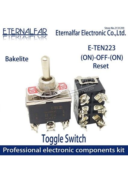Bakalit E-TEN223 Yüksek Kaliteli Gümüş Kontak Dpdt 12MM 10A 16A 250V Ac (Açık)-Kapalı-(Açık) 6pin Sıfırlama Rocker Geçiş Slayt Anahtarı (Yurt Dışından)