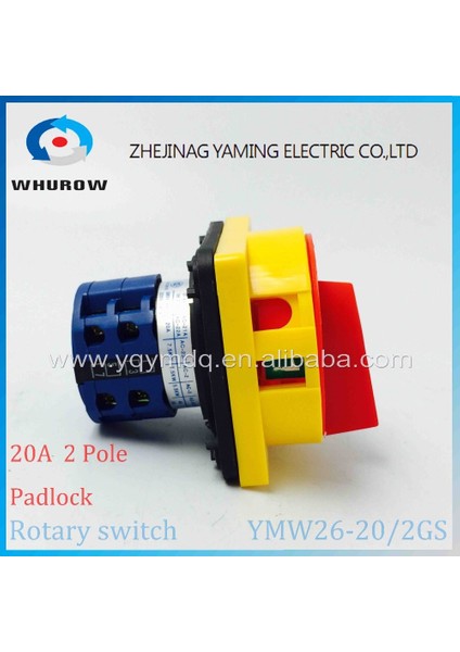 LW26 YMW26-20/2GS Döner Anahtar 2 Konumlu Kapalı-Açık 690V 20A Asma Kilit 2 Kutuplu 8 Terminalli Ana Şalter Acil Durdurma Gümüş Kontak (Yurt Dışından)