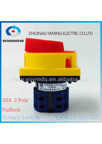 LW26 YMW26-20/2GS Döner Anahtar 2 Konumlu Kapalı-Açık 690V 20A Asma Kilit 2 Kutuplu 8 Terminalli Ana Şalter Acil Durdurma Gümüş Kontak (Yurt Dışından) modelleri