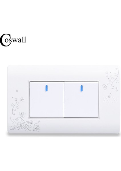 Coswall Basit Stil 2 Gang 2 Yollu Açık/kapalı Duvar Anahtarı Kesici Beyaz Renk Işık Anahtarı 114*70MM Ac 110 ~ 250 V C30-118-102 (Yurt Dışından) fiyatları