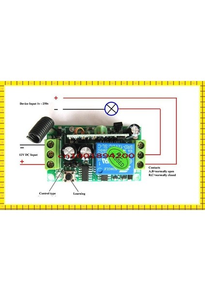 Dc 12 V 1 Ch Röle Alıcı Kablosuz Uzaktan Kumanda Anahtarı 315/433.92 Rf Frekans Rx Öğrenme Anlık Geçiş Kalıcı (Yurt Dışından) modelleri