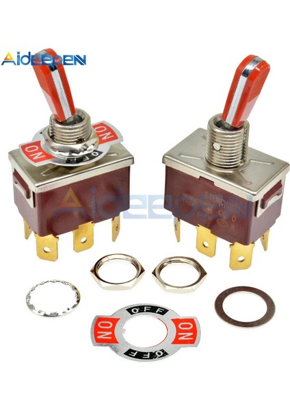 E-TEN(C)1322 Geçiş Anahtarı Kırmızı 6 Pin On-Off-On Anahtarı Gümüş Kontaktör 50000 Kez Ömürlü 250V 16A 12MM Kapaklı Kırmızı Kol (Yurt Dışından) fiyatları