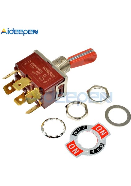 E-TEN(C)1322 Geçiş Anahtarı Kırmızı 6 Pin On-Off-On Anahtarı Gümüş Kontaktör 50000 Kez Ömürlü 250V 16A 12MM Kapaklı Kırmızı Kol (Yurt Dışından) modelleri