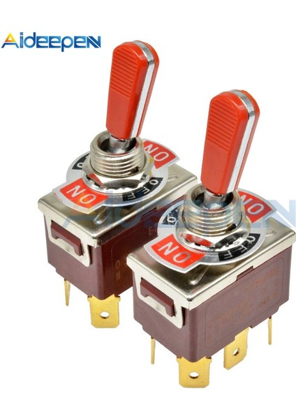 E-TEN(C)1322 Geçiş Anahtarı Kırmızı 6 Pin On-Off-On Anahtarı Gümüş Kontaktör 50000 Kez Ömürlü 250V 16A 12MM Kapaklı Kırmızı Kol (Yurt Dışından) fırsatları