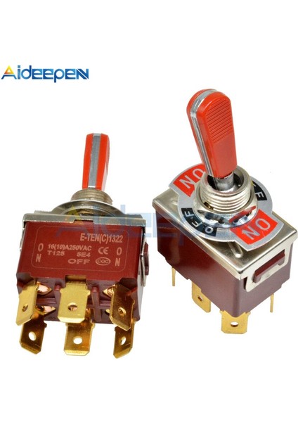 E-TEN(C)1322 Geçiş Anahtarı Kırmızı 6 Pin On-Off-On Anahtarı Gümüş Kontaktör 50000 Kez Ömürlü 250V 16A 12MM Kapaklı Kırmızı Kol (Yurt Dışından) indirimleri