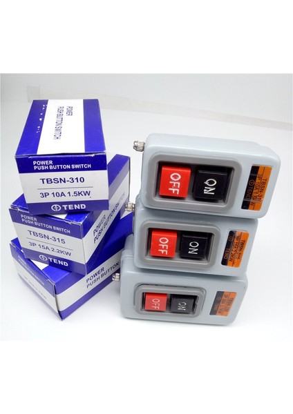 Basma Düğmesi Güç Anahtarı Üç Fazlı Güç Kontrol Başlatma Anahtarı Ac 380V 10A/15A/30A 3p 1.5/2.2/3.7kw TBSN-310 TBSN-315 TBSN-330 (Yurt Dışından) modelleri