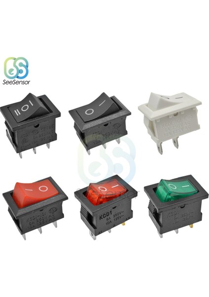 5 Adet/grup Kcd1 Basmalı Anahtar Güç Anahtarı On-Off 2 Pozisyon On-Off-On 3 Pozisyon 2pins 3pins 4pins 6pins 6A 250VAC/ 10A 125VAC (Yurt Dışından)