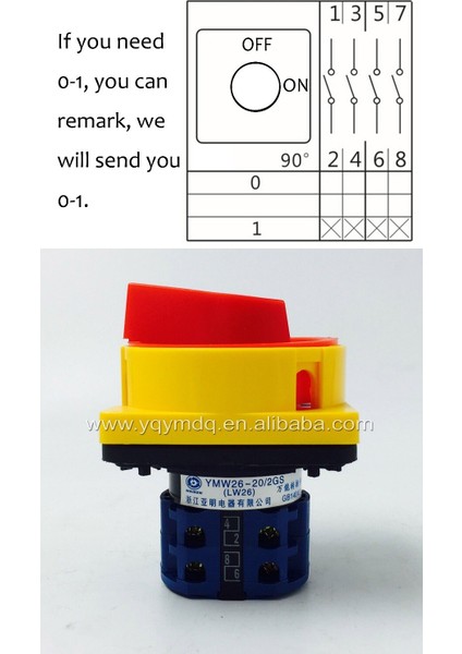 LW26 YMW26-20/2GS Döner Anahtar 2 Konumlu Kapalı-Açık 690V 20A Asma Kilit 2 Kutuplu 8 Terminalli Ana Şalter Acil Durdurma Gümüş Kontak (Yurt Dışından) indirimleri