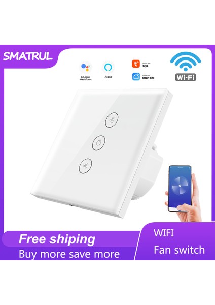 Smatrul - Wifi Fan Tavan Dokunmatik Anahtarı - Zamanlayıcı Kontrol Regülatör Anahtarı - 110 220V - Alexa Google Home Için (Yurt Dışından)