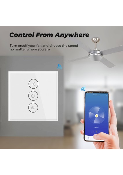 Smatrul - Wifi Fan Tavan Dokunmatik Anahtarı - Zamanlayıcı Kontrol Regülatör Anahtarı - 110 220V - Alexa Google Home Için (Yurt Dışından)