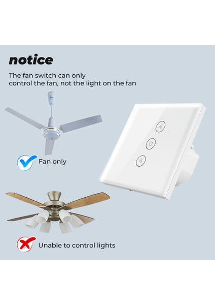 Smatrul - Wifi Fan Tavan Dokunmatik Anahtarı - Zamanlayıcı Kontrol Regülatör Anahtarı - 110 220V - Alexa Google Home Için (Yurt Dışından)