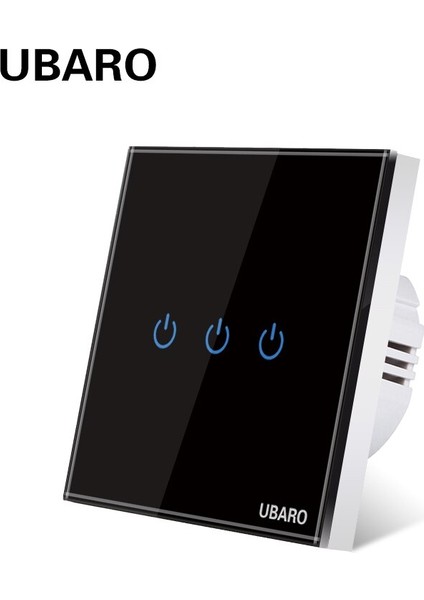 Ubaro Ab/ingıltere AC100-240 Siyah Temperli Cam Dokunmatik Işık Anahtarı LED Panel Duvar Işığı Beyaz Anahtarı 1/2/3 Gang (Yurt Dışından) fırsatları