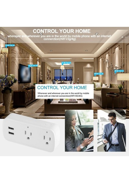 Akıllı Fiş Wifi Soketi Ses Kontrolü Güç Şeridi USB Çıkışları Elektrik Soketi (Yurt Dışından) indirimleri