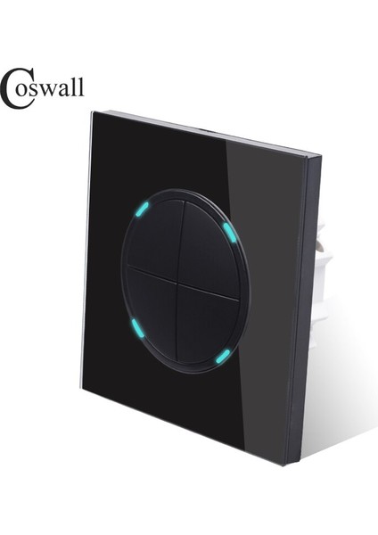 Coswall 4 Gang 2 Yollu Rastgele Tıklama Açık/kapalı Duvar Işık Anahtarı LED Göstergesi Geçiş Anahtarı Anahtarlı Cam Çerçeve Şövalye Siyah (Yurt Dışından) fiyatları