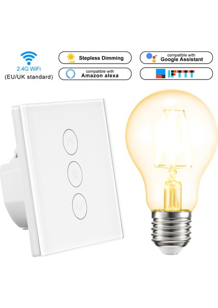 Işık Anahtarı Akıllı LED Dimmer 220 V Wifi Dokunmatik Anahtar Paneli Uzaktan Kumanda Dimmer Ampul ile Alexa Google Asistan Ifttt ile Çalışmak (Yurt Dışından)