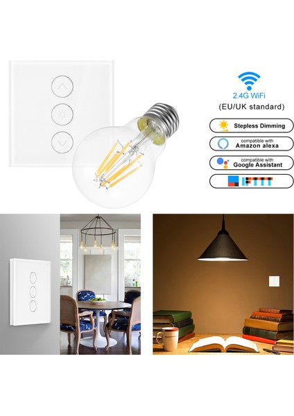 Işık Anahtarı Akıllı LED Dimmer 220 V Wifi Dokunmatik Anahtar Paneli Uzaktan Kumanda Dimmer Ampul ile Alexa Google Asistan Ifttt ile Çalışmak (Yurt Dışından)