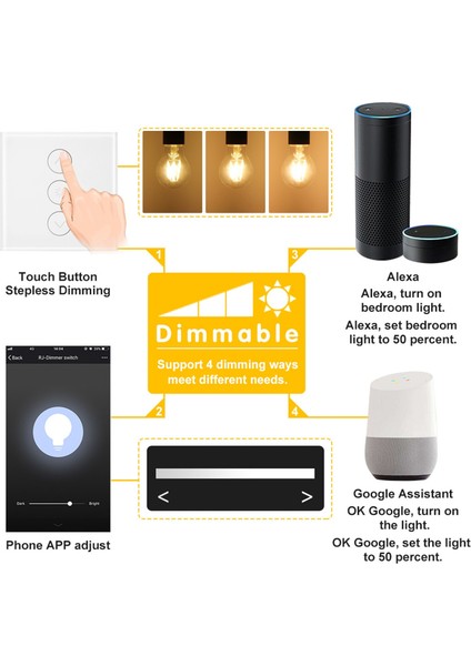 Işık Anahtarı Akıllı LED Dimmer 220 V Wifi Dokunmatik Anahtar Paneli Uzaktan Kumanda Dimmer Ampul ile Alexa Google Asistan Ifttt ile Çalışmak (Yurt Dışından)