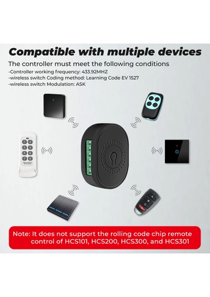 Smatrul - Kablosuz Işık Anahtarı - 433MHZ Modül Kesici - Mini 2 Yollu Kontrol Cihazı - Pres Duvar Paneli - 16A (Yurt Dışından) fiyatları