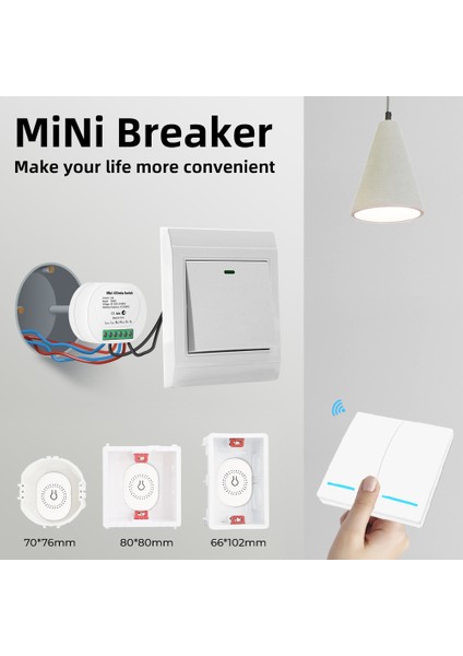 Smatrul - Kablosuz Işık Anahtarı - 433MHZ Modül Kesici - Mini 2 Yollu Kontrol Cihazı - Pres Duvar Paneli - 16A (Yurt Dışından) modelleri