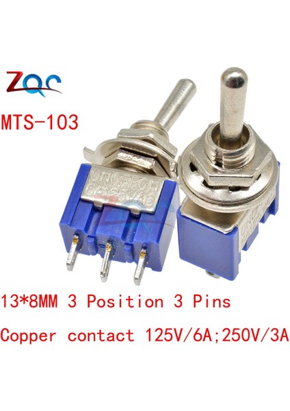 5 Adet Mini Otomatik MTS-103 Geçiş Anahtarı 3pin 3 Pozisyon Mandallama Spdt MTS103 On-Off-On 125VAC 6A/5A 250VAC 2A/3A 1/4 Inç Montaj (Yurt Dışından)