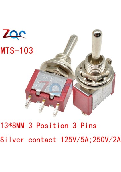 5 Adet Mini Otomatik MTS-103 Geçiş Anahtarı 3pin 3 Pozisyon Mandallama Spdt MTS103 On-Off-On 125VAC 6A/5A 250VAC 2A/3A 1/4 Inç Montaj (Yurt Dışından)