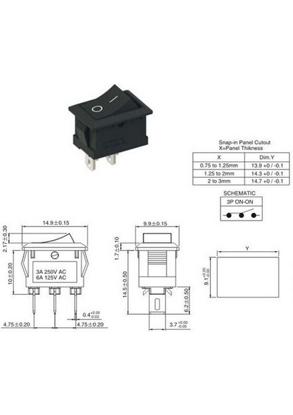 Adet/grup Yüksek Kalite 2 Pin Snap-In Açık/kapalı Pozisyon Yapış Tekne Düğme Anahtarı 12 V/110 V/250 V (Yurt Dışından)