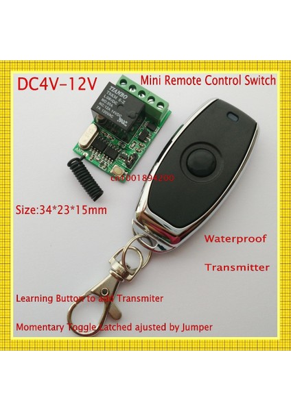 Dc 4V-12V Geniş Çalışma Gerilimi Uzaktan Kumandalı Anahtar 4.5V 5V 6V 7.4V 9V 12V 10A Röle Mini Kablosuz Kontrol Anahtarı Rf Rc No Com Nc Rxtx (Yurt Dışından)