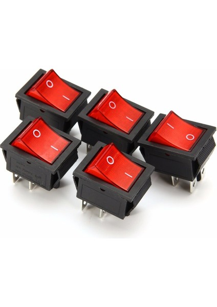 5 Adet Plastik Kırmızı Işıklı Işık Rocker Anahtarı 4 Pinli On/off 2 Pozisyon 16A/250V 20A/125V KCD4-201 Elektrikli Ekipman (Yurt Dışından)
