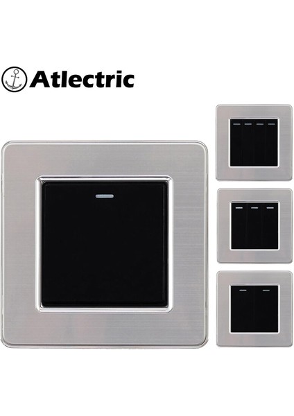 Atlectric 1 2 3 4 Gang 1 2 Yollu Işık Anahtarı On/off Düğmesi Anahtarı Duvar Kontrol Güç Anahtarı Paslanmaz Çelik Panel 86 Tipi Lamba (Yurt Dışından)