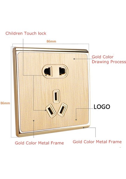 Lüks Duvar Anahtar Priz Göstergesi Otel Ev 86MM Kare Duvar Işık Paneli Anahtarı (Yurt Dışından) indirimleri