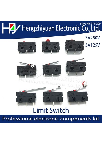 Hzy Mini Makaralı Kol Kolu Spdt Snap Action Lot 3A 250V Ac 5A 125V Nc-No-C Kasnak 3 Feet Strok Limit Anahtarı (Yurt Dışından)