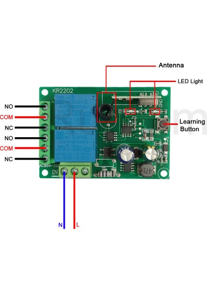 Rubrum 433MHZ Evrensel Kablosuz Uzaktan Kumanda Anahtarı Ac 220V 110V 2ch Röle Alıcı Modülü + Rf 433 Mhz LED Işık (Yurt Dışından)