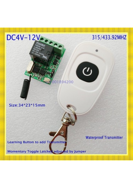 DC4V 4.5V 5V 6V 7.4V 9V 12V Küçük Boyutlu Röle Uzaktan Kumandalı Anahtar Bilgisayar Açma Kapama Düğmesi Kablosuz Anahtar Kapı Açıcı Düğmesi Rf Rx Tx (Yurt Dışından)