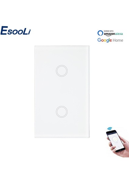 Esooli Lüks Kristal Cam Standart Akıllı Wifi Duvar Dokunmatik Anahtarı Ewelink App Kontrolü Akıllı Ev Tek Yangın Hattı Anahtarı (Yurt Dışından)