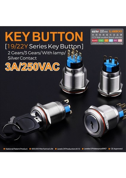 Lanboo 19/22MM Anahtar Düğmesi Spst/dpdt Mandallı Metal Düğme Anahtarı 3A/250VAC ile (Yurt Dışından) fırsatları