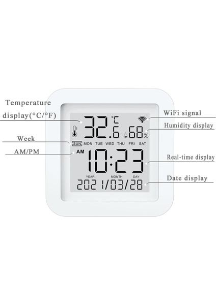 Wifi Sıcaklık ve Nem Sensörü USB Gücü LCD Ekranlı Ekran Alexa Google Assistant ile Çalışan Smartthings Destekli Akıllı Yaşam/tuya Akıllı Profesyonel Tasarım (Yurt Dışından) fiyatları