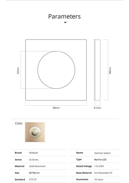 Wallpad L6 Tek Dimmer Anahtarı Parlaklık Kontrolü 500W Fırçalanmış Saten Alüminyum Plaka, LED Için Değil (Yurt Dışından) fırsatları