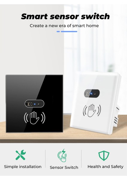 Akıllı Duvar Işık Anahtarı, Kızılötesi Sensör, Cam Ekran Paneli, Nötr Tel, 90-250V, 10A, Dokunmaya Gerek Yok ve Güzel Malzeme (Yurt Dışından) fiyatları