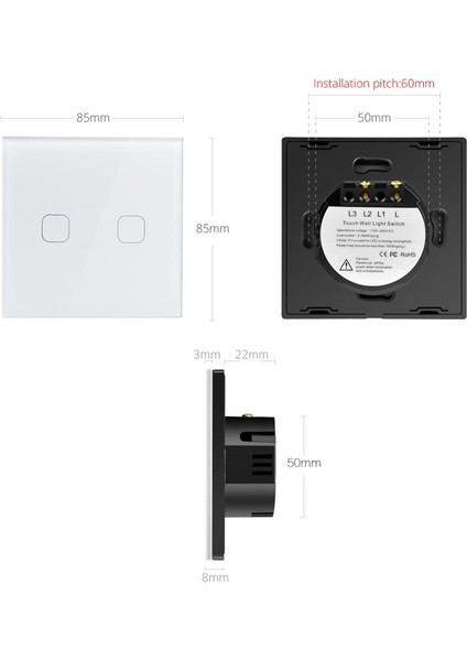 Ab Standardı 1 Gang 2 Gang 3 Gang 1 Yollu Akıllı Dokunmatik Anahtarı 220 Volt Işık Beyaz Siyah Duvar Anahtarı Su Geçirmez Cam Panel (Yurt Dışından) indirimleri