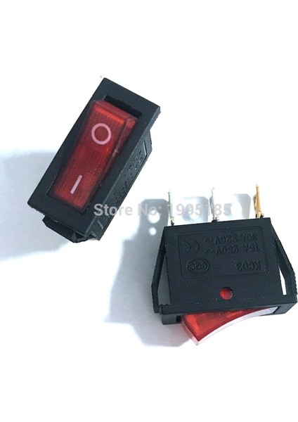 5 Adet/grup Ultra-Ince Kcd3 Elektrikli Ocak Anahtarı Rocker Anahtarı 3pin Tekne Anahtarı 15A Açık Kırmızı Güç Anahtarı (Yurt Dışından)