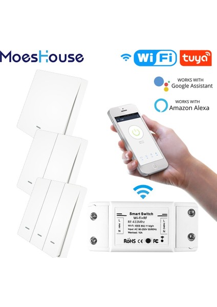 RF433 Wifi Kablosuz Uzaktan Kumanda Akıllı Anahtar Duvar Paneli Akıllı Yaşam/tuya App Alexa Google Home ile Çalışır (Yurt Dışından)