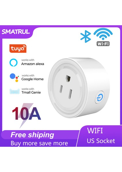 Smatrul - Wifi Akıllı Soket - 10A/16A/20A - Güç Monitörü - Abd Tak - Tuya/alexa/google Home Için (Yurt Dışından)